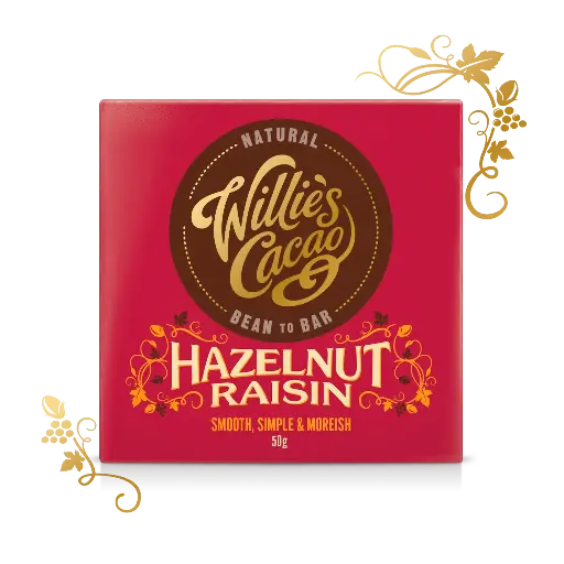 Willie's cacao Hazelnut Raisin 70 procent Peru